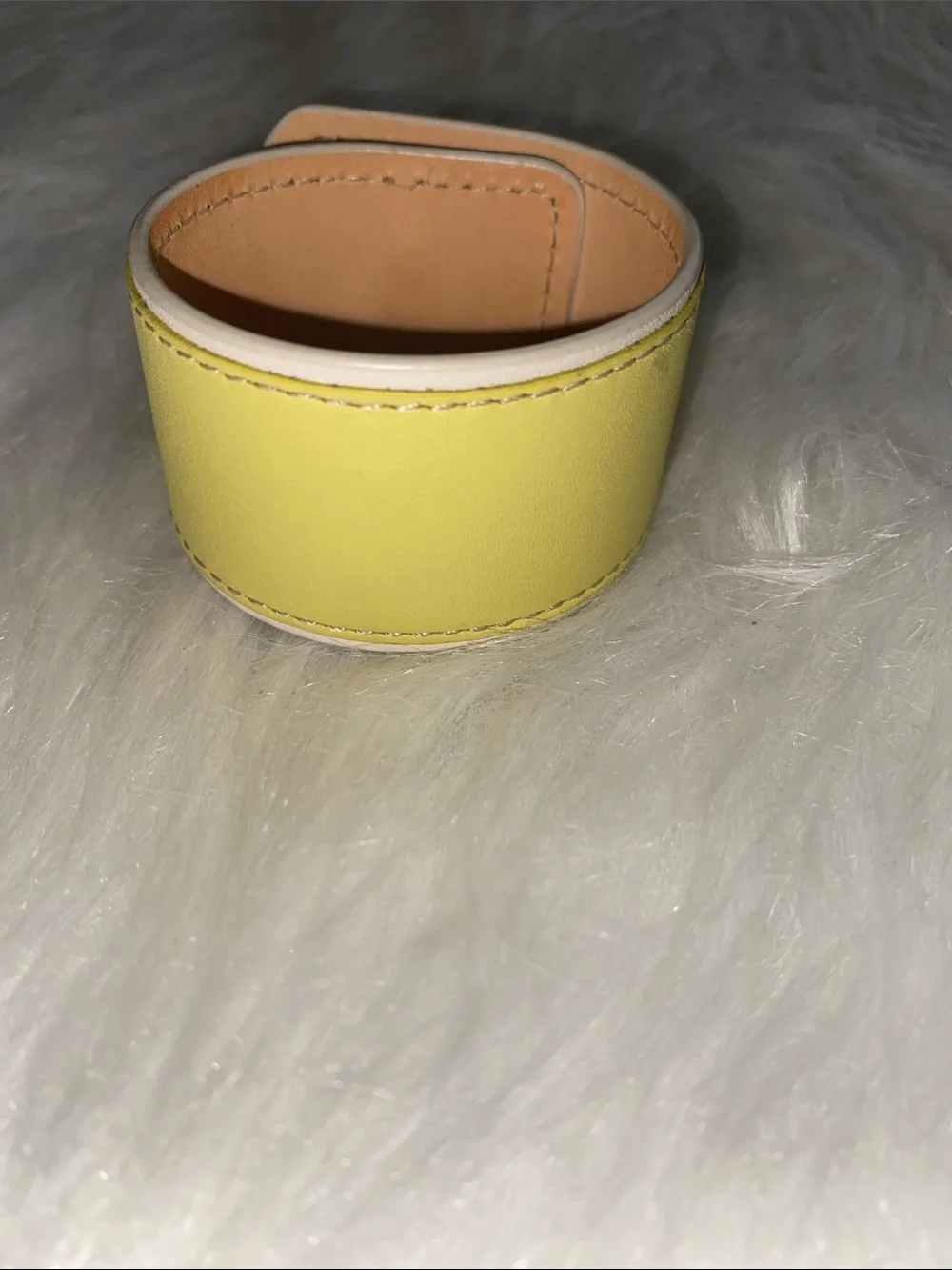 Coach Yellow Leather Turnlock Cuff Bracelet